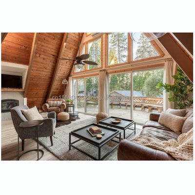 Cuadro de acero de color personalizado Diseño moderno de lujo Chalet de jardín de madera prefabricado Casas prefabricadas modulares pequeñas Villa para tienda