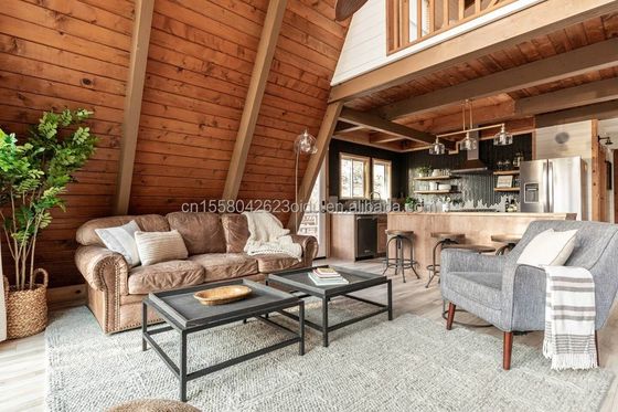 Cuadro de acero de color personalizado Diseño moderno de lujo Chalet de jardín de madera prefabricado Casas prefabricadas modulares pequeñas Villa para tienda