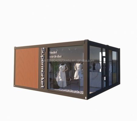 Contenedor galvanizado de acero flexible expandible Tienda móvil Showroom de ropa con ventanas de aleación de aluminio y diseño moderno