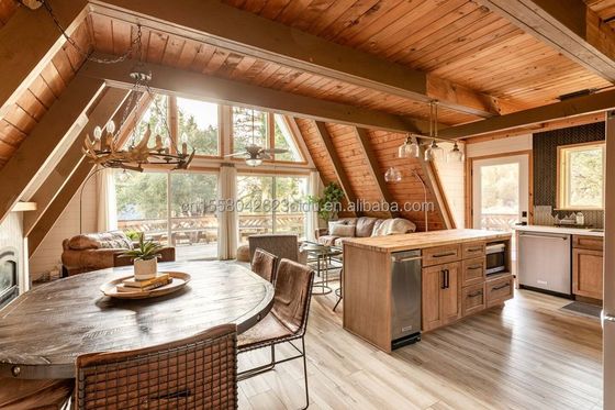 EU Triángulo en forma de A estructura de acero Cuadro de habitación moderna Casa pequeña Kit prefabricado de lujo Triángulo Casa en forma de A con casas de madera