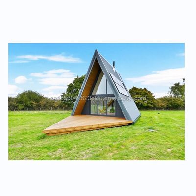 EU Triángulo en forma de A estructura de acero Cuadro de habitación moderna Casa pequeña Kit prefabricado de lujo Triángulo Casa en forma de A con casas de madera