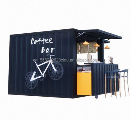 Color personalizado 10ft 20ft Prefabricado de acero Casa pequeña tienda de la ciudad Contenedor Mini Bar Tienda de helados Verano de la ciudad Bebidas en la acera Bebidas