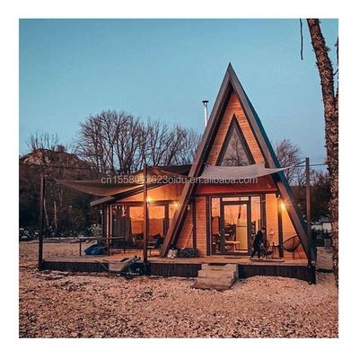 EU Hotel Casa moderna de madera triangular con estructura de acero en forma de A en 20 pies o 40 pies opciones de longitud