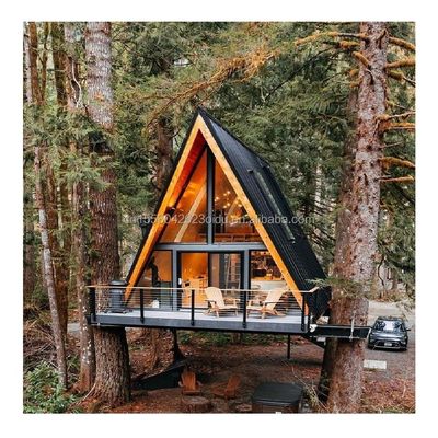 EU Hotel Casa moderna de madera triangular con estructura de acero en forma de A en 20 pies o 40 pies opciones de longitud