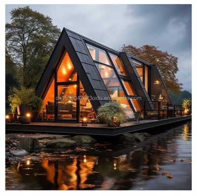 EU Hotel Casa moderna de madera triangular con estructura de acero en forma de A en 20 pies o 40 pies opciones de longitud