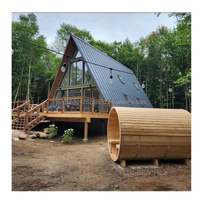 EU Hotel Casa moderna de madera triangular con estructura de acero en forma de A en 20 pies o 40 pies opciones de longitud