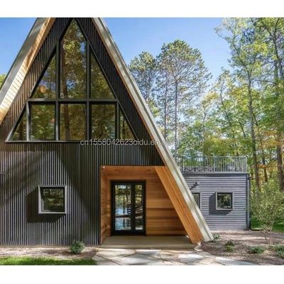 EU Hotel Casa moderna de madera triangular con estructura de acero en forma de A en 20 pies o 40 pies opciones de longitud