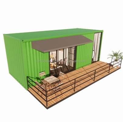 Contenedor de madera de 20 pies Oficina Estructura de acero Cuadro Soldado Embalaje plano Casa de contenedores Casa de jardín