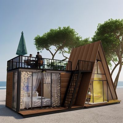 Color personalizado Estructura de acero modular Casa triangular 50/75/100mm Panel de sándwich de onda Casa de madera de diseño de lujo