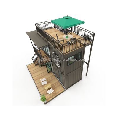 Aplicación al aire libre Contenedor de restaurante de acero prefabricado Tienda con diseño moderno y ventanas de aleación de aluminio de 20 pies o 40 pies