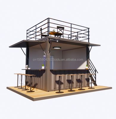 Aplicación al aire libre Contenedor de restaurante de acero prefabricado Tienda con diseño moderno y ventanas de aleación de aluminio de 20 pies o 40 pies