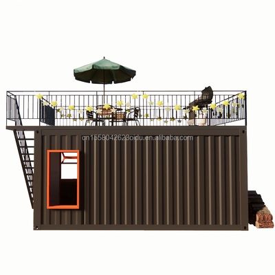 Aplicación al aire libre Contenedor de restaurante de acero prefabricado Tienda con diseño moderno y ventanas de aleación de aluminio de 20 pies o 40 pies