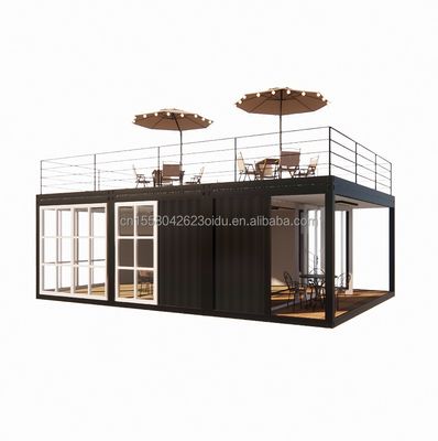 Aplicación al aire libre Contenedor de restaurante de acero prefabricado Tienda con diseño moderno y ventanas de aleación de aluminio de 20 pies o 40 pies