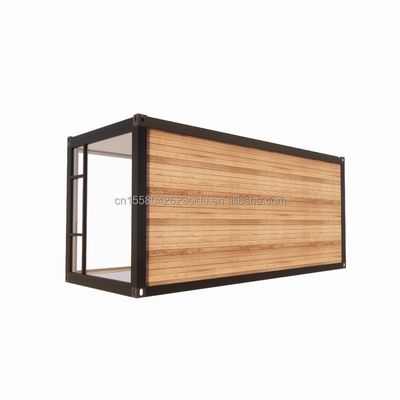 Tubos cuadrados de acero galvanizado Casa de contenedores de diseño moderno con jardín exterior de madera y restaurante independiente