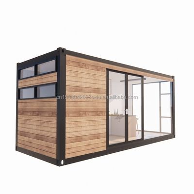 Tubos cuadrados de acero galvanizado Casa de contenedores de diseño moderno con jardín exterior de madera y restaurante independiente