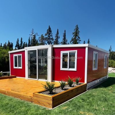 EU Casas prefabricadas modulares de madera de 2 dormitorios con diseño moderno y tubos cuadrados de acero galvanizado