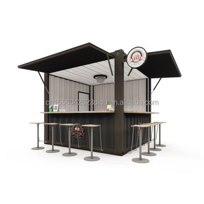 Estilo de diseño moderno Bar móvil de 10 pies 20 pies Casa prefabricada Tienda de contenedores de paneles de sandwich de acero al aire libre Cafetería