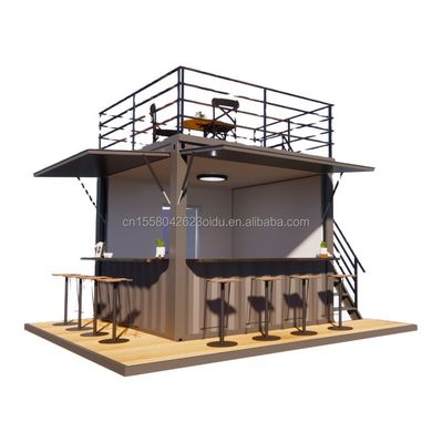 Estilo de diseño moderno Bar móvil de 10 pies 20 pies Casa prefabricada Tienda de contenedores de paneles de sandwich de acero al aire libre Cafetería