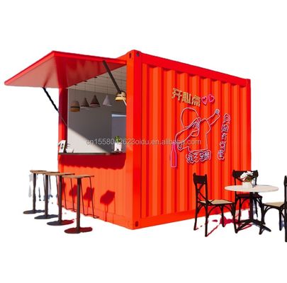 Estilo de diseño moderno Bar móvil de 10 pies 20 pies Casa prefabricada Tienda de contenedores de paneles de sandwich de acero al aire libre Cafetería