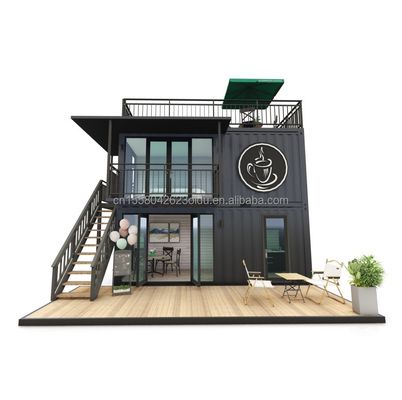 Estilo de diseño moderno Panel de sandwich de acero de dos pisos Bar de contenedores al aire libre Cafetería para negocios de alimentos y bebidas