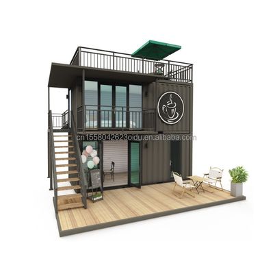 Estilo de diseño moderno Panel de sandwich de acero de dos pisos Bar de contenedores al aire libre Cafetería para negocios de alimentos y bebidas