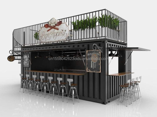 Estilo de diseño moderno Panel de sandwich de acero de dos pisos Bar de contenedores al aire libre Cafetería para negocios de alimentos y bebidas
