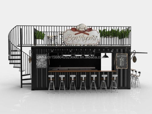 Estilo de diseño moderno Panel de sandwich de acero de dos pisos Bar de contenedores al aire libre Cafetería para negocios de alimentos y bebidas