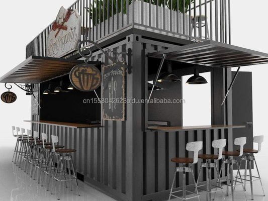 Estilo de diseño moderno Panel de sandwich de acero de dos pisos Bar de contenedores al aire libre Cafetería para negocios de alimentos y bebidas