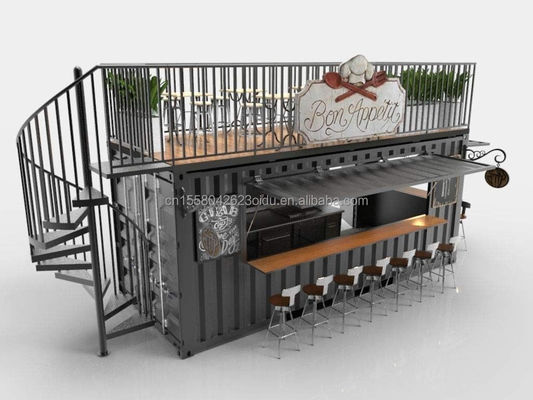 Estilo de diseño moderno Panel de sandwich de acero de dos pisos Bar de contenedores al aire libre Cafetería para negocios de alimentos y bebidas