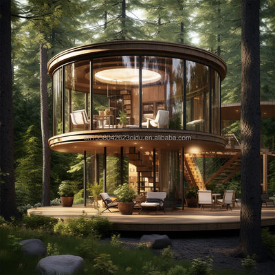 Casas de madera EU Australia Estándar de contenedores Oficina Residencial Jardín circular Casa integrada con diversos materiales