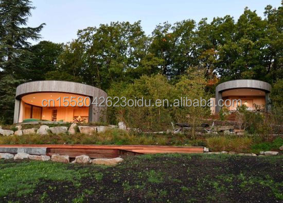 Casas de madera EU Australia Estándar de contenedores Oficina Residencial Jardín circular Casa integrada con diversos materiales