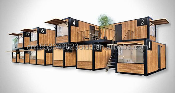 Casa de contenedores comercial plegable / extensible / desmontable Restaurante / tienda de ropa con diseño moderno de dos pisos
