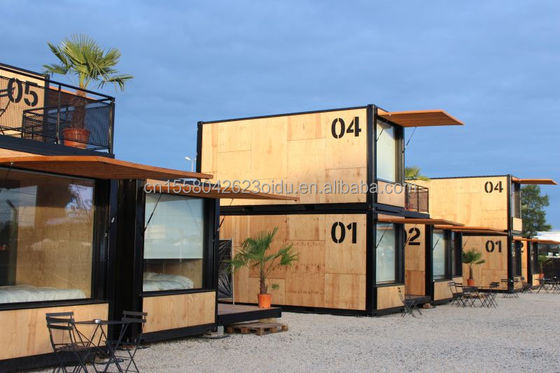 Casa de contenedores comercial plegable / extensible / desmontable Restaurante / tienda de ropa con diseño moderno de dos pisos