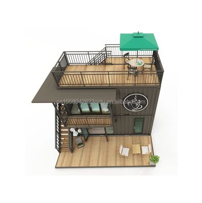 Tubos cuadrados de acero galvanizado Casa pequeña moderna de estilo occidental Contenedor de paquete plano Tienda de café para aplicaciones en centros comerciales