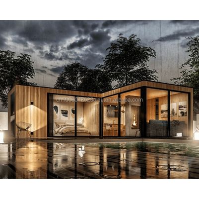 Estructura de acero Casa de madera Jardín Dormitorio Peinado de playa Características de la casa alojamiento Hotel 20 pies Casa de contenedores de madera