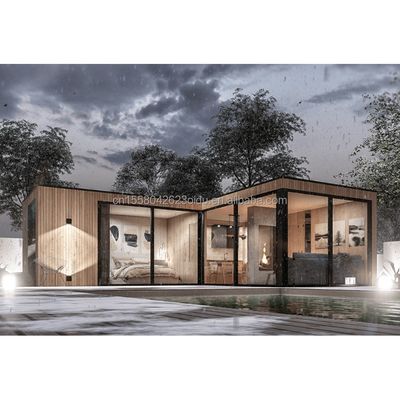 Estructura de acero Casa de madera Jardín Dormitorio Peinado de playa Características de la casa alojamiento Hotel 20 pies Casa de contenedores de madera