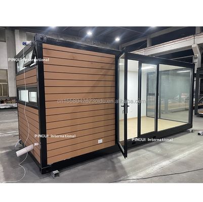 Casa prefabricada de acero galvanizado de 180 gramos de estructura de acero de 20 pies Casa de sol con jardín y diseño móvil de madera