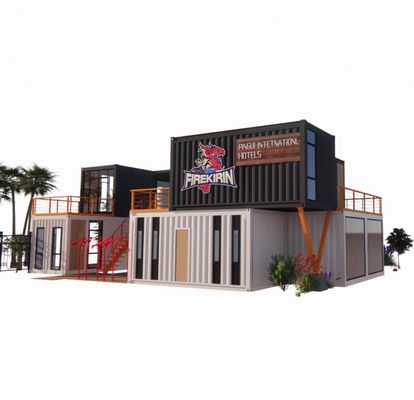 UE 20 pies Contenedor Combinación Hotel Casa de madera móvil Moderno estilo simple Acero galvanizado Doblaje 180g Marco de acero