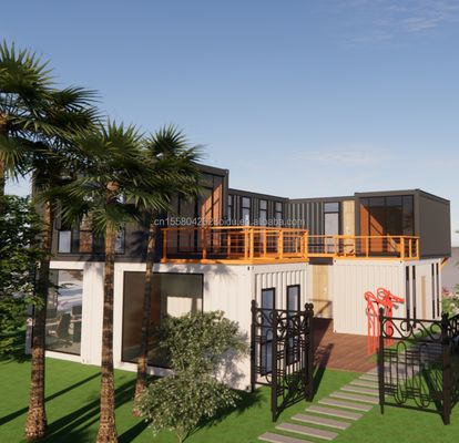 UE 20 pies Contenedor Combinación Hotel Casa de madera móvil Moderno estilo simple Acero galvanizado Doblaje 180g Marco de acero