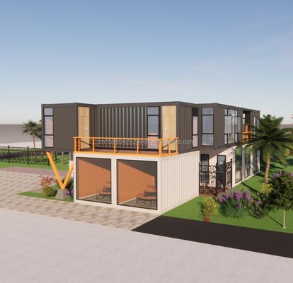 UE 20 pies Contenedor Combinación Hotel Casa de madera móvil Moderno estilo simple Acero galvanizado Doblaje 180g Marco de acero