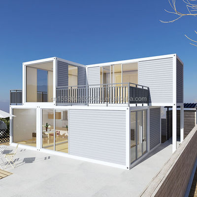 Casas de contenedores de madera para oficinas al aire libre o para la familia Diseño moderno personalizado Casas de acero modulares prefabricadas de barras
