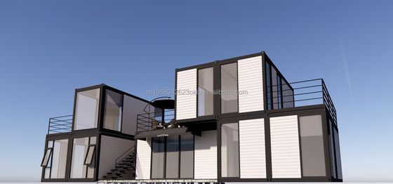 Casas de contenedores de madera para oficinas al aire libre o para la familia Diseño moderno personalizado Casas de acero modulares prefabricadas de barras