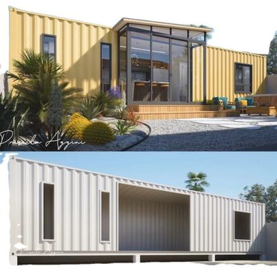 Casas de contenedores de madera para oficinas al aire libre o para la familia Diseño moderno personalizado Casas de acero modulares prefabricadas de barras