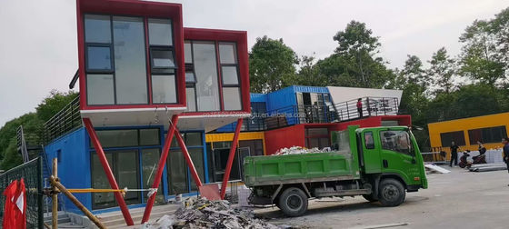 Casas de contenedores de madera para oficinas al aire libre o para la familia Diseño moderno personalizado Casas de acero modulares prefabricadas de barras