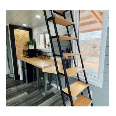 Casa móvil de estilo familiar de 40 pies con estructura prefabricada de acero y pared exterior de madera