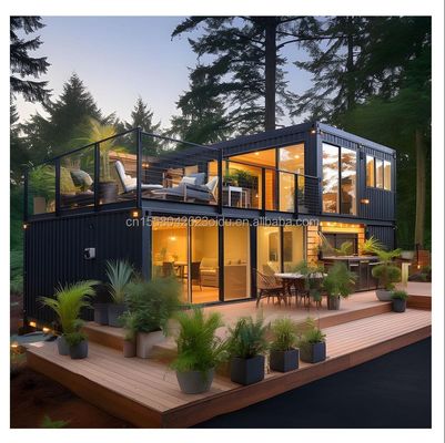 Casa móvil de estilo familiar de 40 pies con estructura prefabricada de acero y pared exterior de madera