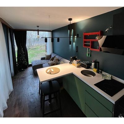 Casa móvil de estilo familiar de 40 pies con estructura prefabricada de acero y pared exterior de madera