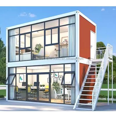 Contenedor de envío modificado para oficinas para empresas al aire libre Modular de acero de dos pisos Prefabricado de combinación de contenedores