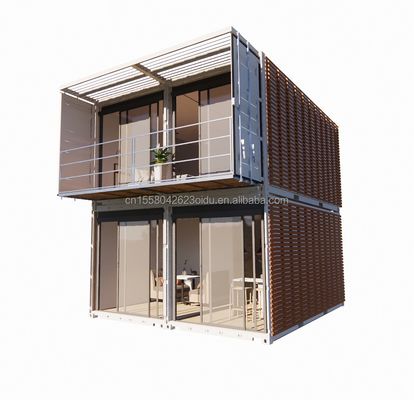 Contenedor de envío modificado para oficinas para empresas al aire libre Modular de acero de dos pisos Prefabricado de combinación de contenedores
