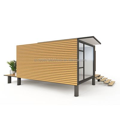 Diseño moderno Contenedor de jardín Estructura de acero Casa de madera Vivienda familiar Ventana de aleación de aluminio Ventanas